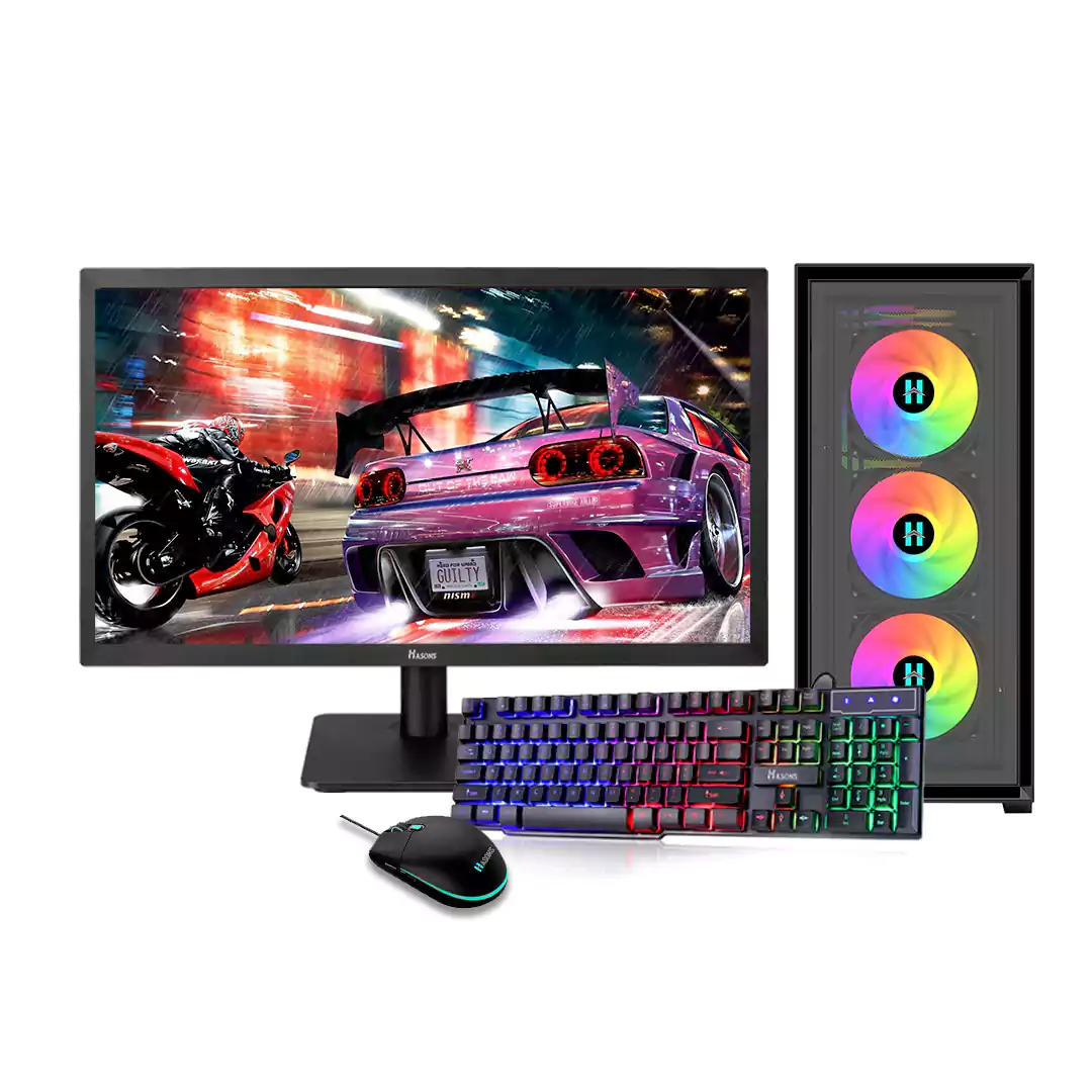 Core i3 Gaming PC | 8gb RAM | SSD 256 | 4gb Graphic Card With Cooling Fan | RGB Keyboard and Mouse | 21.5 Inch Big Screen | Hasons Desktop